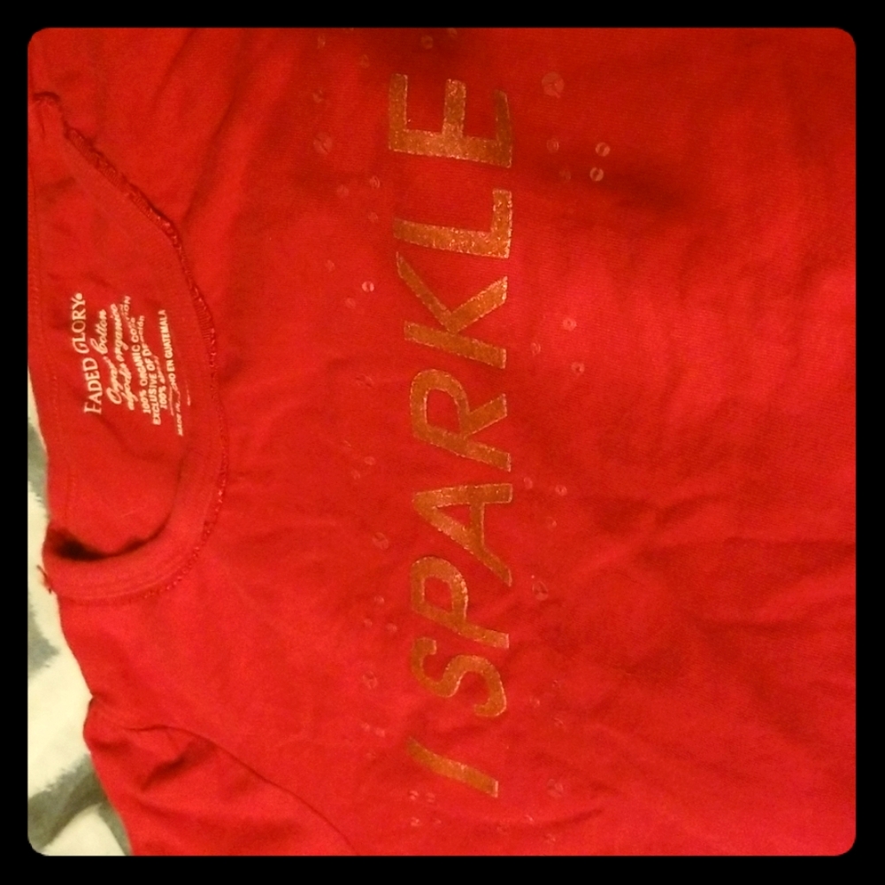 red "I Sparkle" shirt